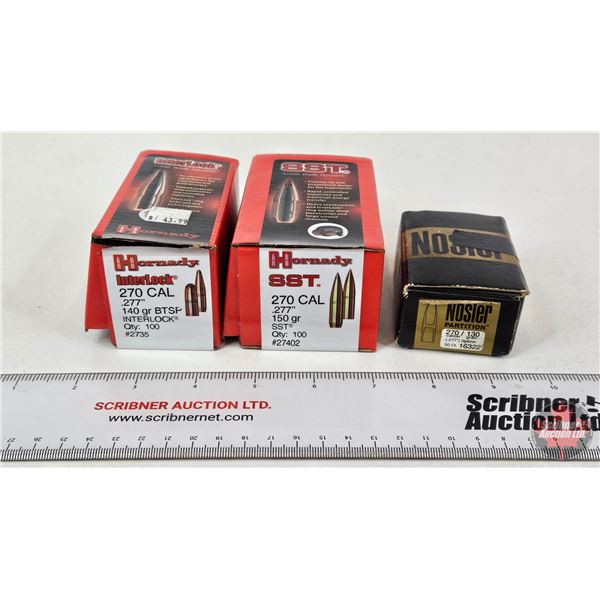 BULLETS: Variety .270 cal (49 Count of 150gr) (31 Count of 140gr) (51 Count of 130gr)  (131 Count TO