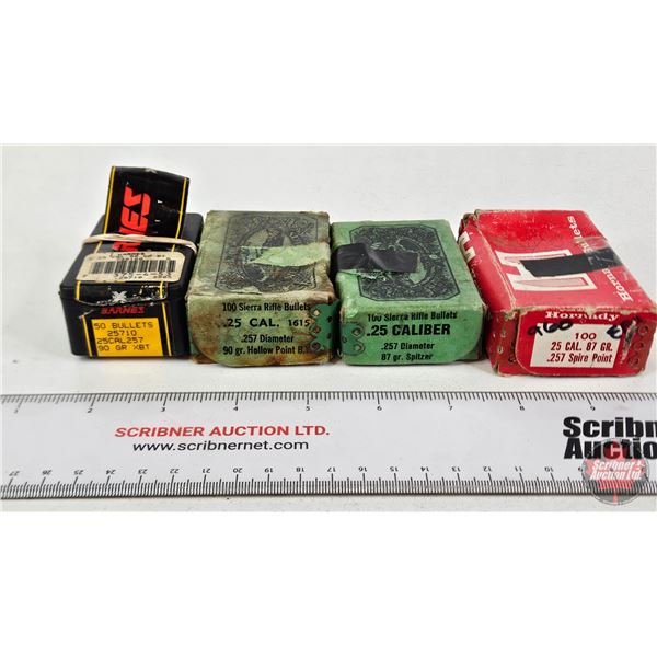 BULLETS: Variety .25 cal (118 Count of 87gr) (74 Count of 90gr)  (192 Count TOTAL)