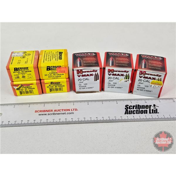 BULLETS: Variety .20 cal (40gr) (524 Count)