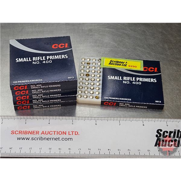 PRIMERS : CCI Small Rifle Primers No. 400  (6 Boxes of 100) (600 Primers TOTAL)