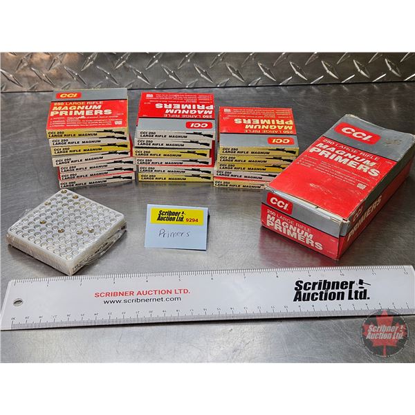 PRIMERS : CCI Large Rifle Magnum Primers  (2900 Primers TOTAL) (Note: Some boxes appear to have wate