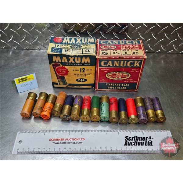 AMMO - Vintage - Variety : 12ga (2 Partial Boxes + Loose) (49 Rnds TOTAL)