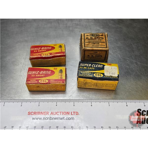 AMMO & BB Caps (Vintage) :   ~ Whiz Bang 22 Short (2 Boxes) (1 Box of 28Rnds & 1 Box of 38 Rnds) (66
