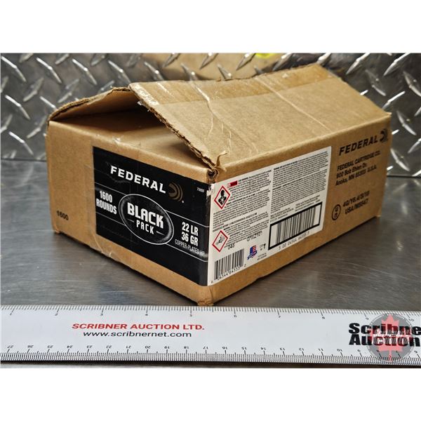 AMMO : Case Lot : FEDERAL : Black Pack : 22LR (36gr H.P.) (Case Contains 32 Boxes of 50) (1600 Rnds 
