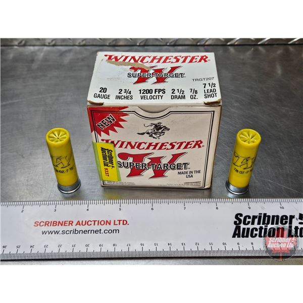 AMMO : Winchester Super Target : 20ga (2-3/4") (7/8oz - #7-1/2 Shot) (1 Box of 25 + 2 Loose = 27 Rnd
