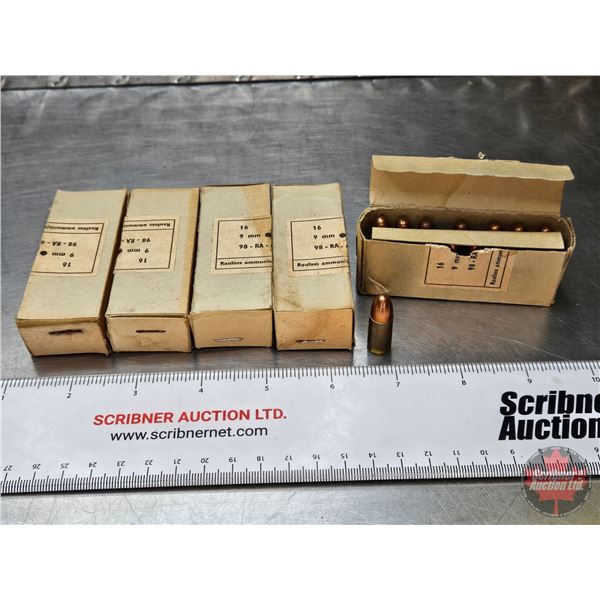 AMMO : Military : 9x19 (5 Boxes of 16 Rnds) (80 Rnds TOTAL)