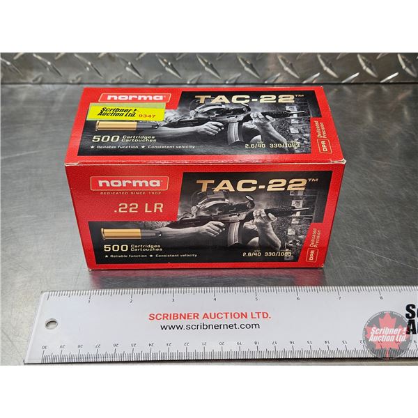AMMO : NORMA TAC-22 : 22LR (40gr RN) (1 Brick of 500 Rnds TOTAL)