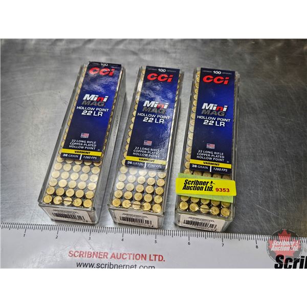 AMMO : CCI Mini Mag : 22LR (36gr H.P.) (3 Boxes of 100 Rnds) (300 Rnds TOTAL)