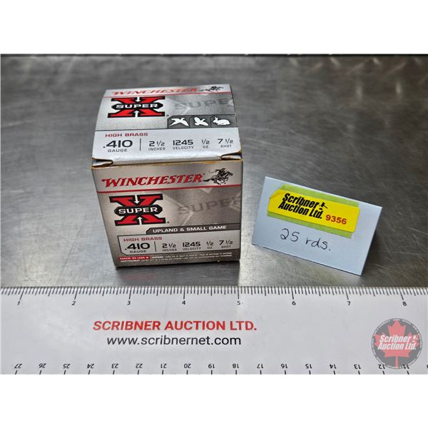 AMMO : Winchester Super X : .410ga (2-1/2") (1/2oz - #7-1/2 Shot) (1 Box of 25 Rnds TOTAL)