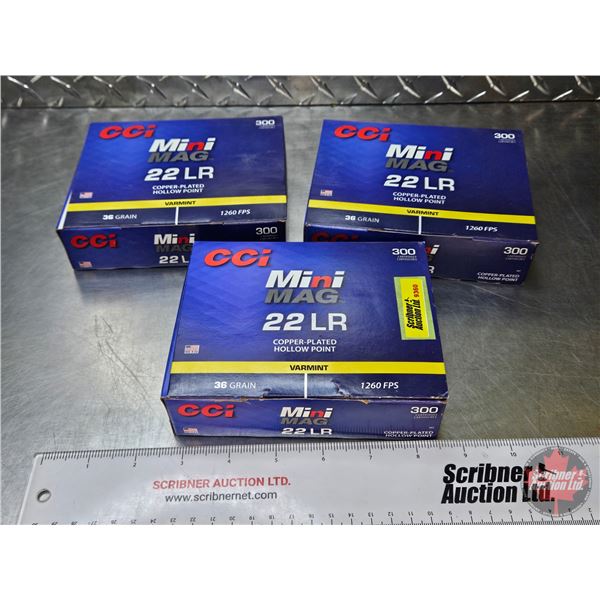 AMMO : CCI Mini Mag : 22LR (36gr H.P.) (3 Boxes of 300 Rnds) (900 Rnds TOTAL)