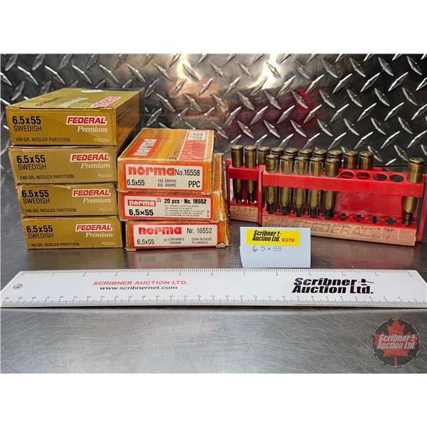 AMMO - Reloads & Brass : 6.5 x 55  (126 Rnds TOTAL + 23 Count Brass)
