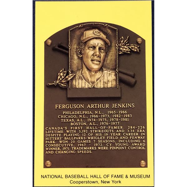 1991 BASEBALL HALL OF FAME POST CARD - FERGIE JENKINS (HOF)