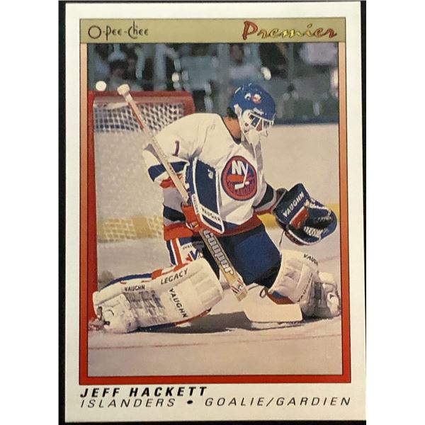 1990-91 O-PEE-CHEE PREMIER JEFF HACKETT ROOKIE CARD