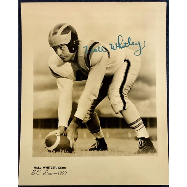 1959 B.C. LIONS GAME PROMOTION CARD - HALL WHITLEY (SIGNED)