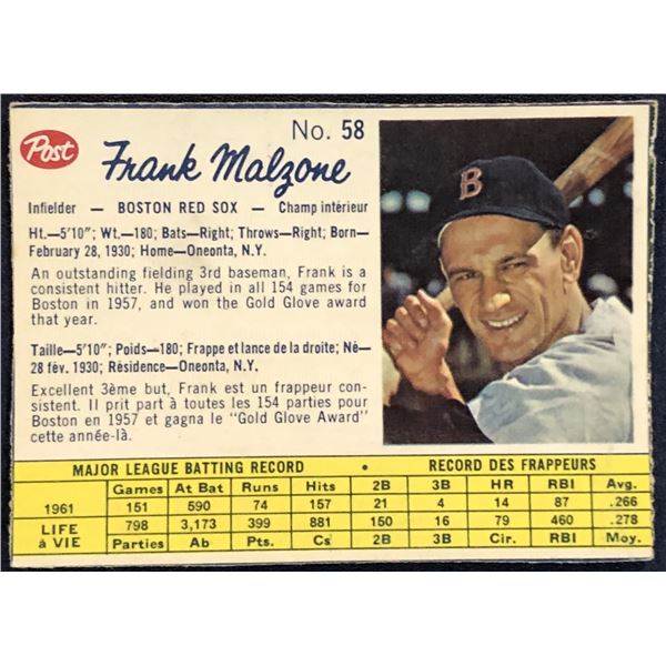 1962 POST CEREAL FRANK MALZONE