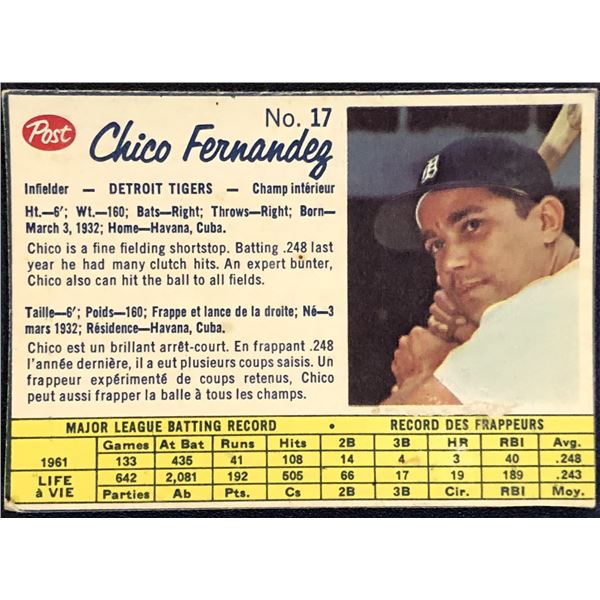 1962 POST CEREAL CHICO FERNANDEZ