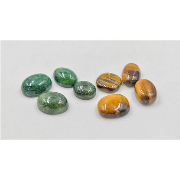 #18-NATURAL EMERALD & TIGER EYE GEMSTONES 68.15 CT