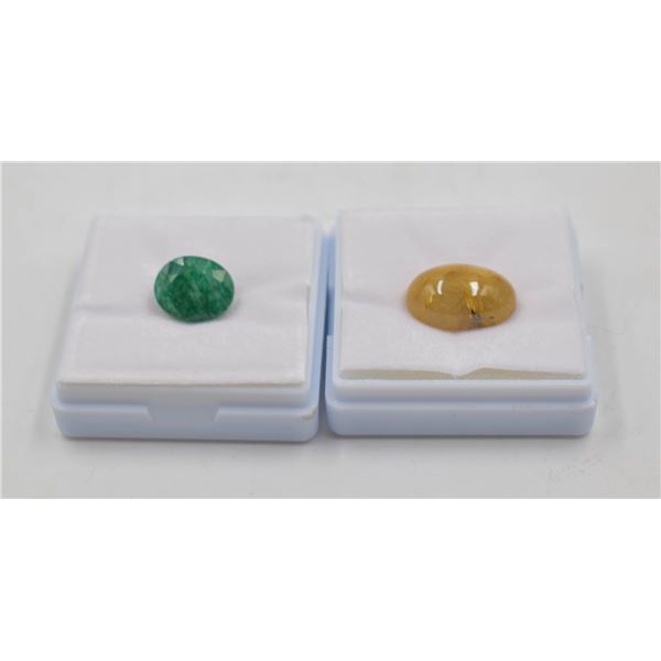 #101- NATURAL EMERALD 6.20CT & COLOURLESS QZ 11.44