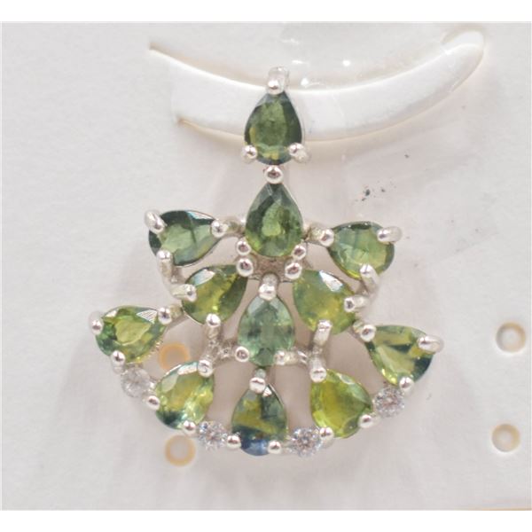 #114-NATURAL BLUEISH GREEN SAPPHIRE &  PENDANT