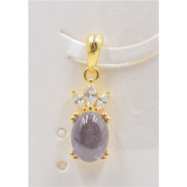 #115-NATURALBLUE IOLITE & CZ PENDANT