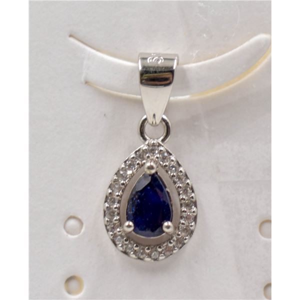 #112-NATURAL BLUE SAPPHIRE & ZIRCON PENDANT