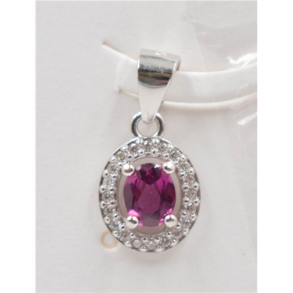 #116-NATURAL PHODOLITE GARNET & CZ PENDANT
