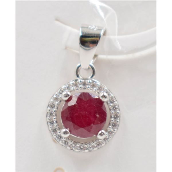#128- NATURAL RED RUBY & ZC PENDANT