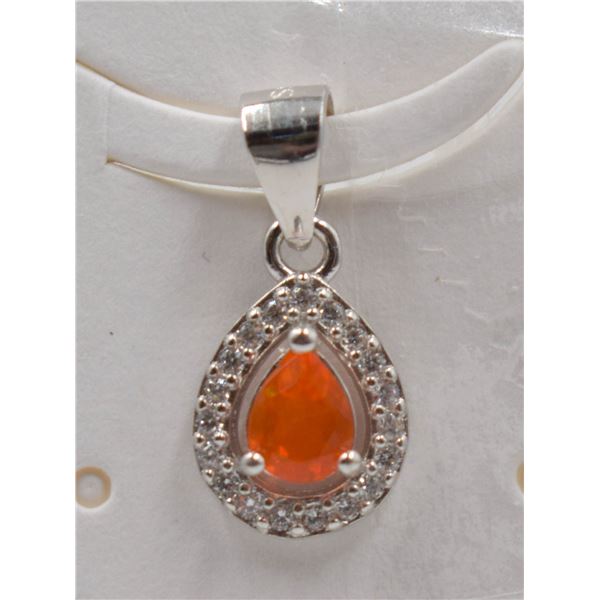 #130-NATURAL ORANG OPAL & ZIRCON PENDANT