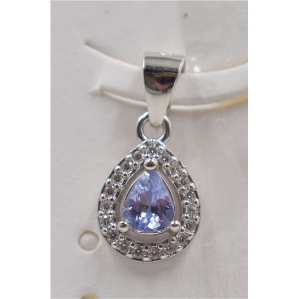 #140-NATURAL TANZANITE  & ZIRCON PENDANT
