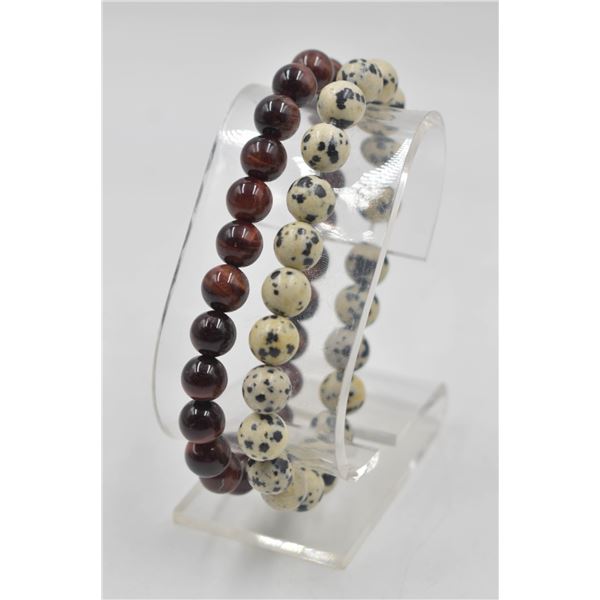 #157-NATURAL RED TIGER EYE & JASPER SPOT BRACELET