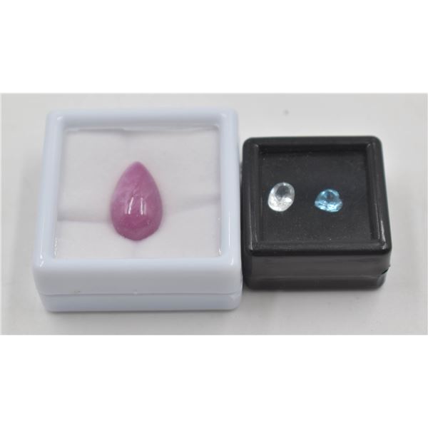 #84- NATURAL RUBY 14.09CT  & TOPAZ 1.50CT