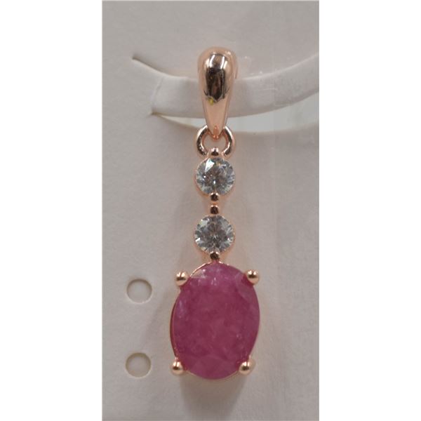 #129- NATURAL RED RUBY & ZC PENDANT