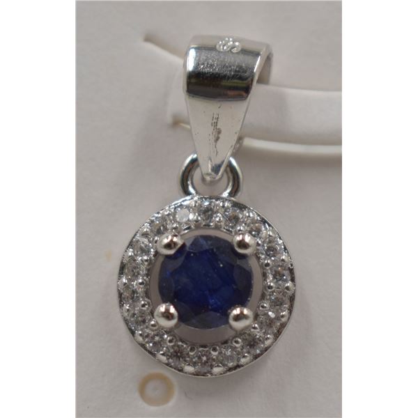 #105-NATURAL BLUE SAPPHIRE & ZIRCON PENDANT