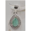 Image 1 : #123-NATURAL GREEN EMERALD & CZ PENDANT