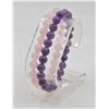 Image 1 : #155-NATURAL ROSE QZ & AMETHYST BEAD BRACELET