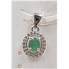 Image 1 : #121-NATURAL GREEN EMERALD & CZ PENDANT