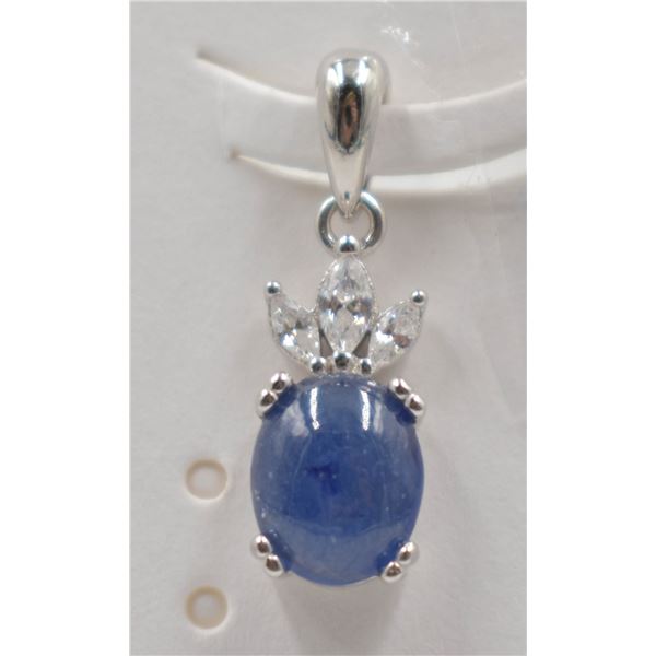 #110-NATURAL BLUE SAPPHIRE & ZIRCON PENDANT