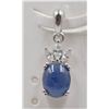 Image 1 : #110-NATURAL BLUE SAPPHIRE & ZIRCON PENDANT