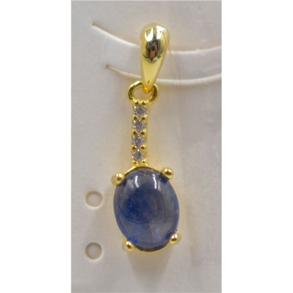 #111-NATURAL BLUE SAPPHIRE & ZIRCON PENDANT