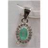 Image 1 : #122-NATURAL GREEN EMERALD & CZ PENDANT