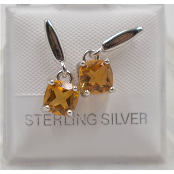 #55-NATURAL CITRIN DANGLE  EARRINGS
