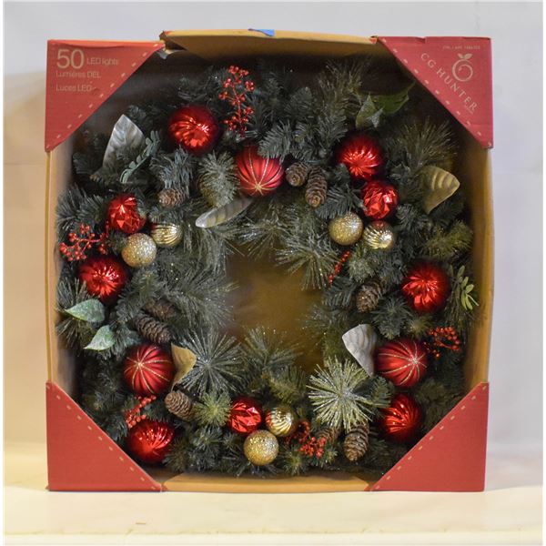 BRAND NEW CGH LED PRE LIT HOLIDAY WREATH