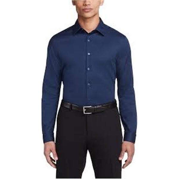 NEW VAN HEUSEN REGULAR FIT 2XL NAVY DRESS SHIRT