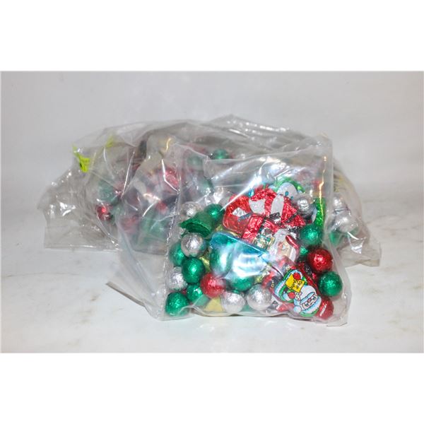 3 BAGS OF CHRISTMAS FOIL WRAPPED CHOCOLATES, KRISP