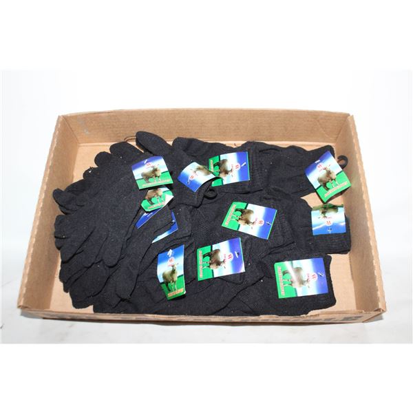 12 NEW PAIRS OF BLACK COTTON GLOVES