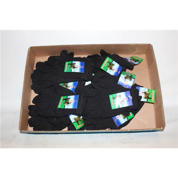 12 NEW PAIRS OF BLACK COTTON GLOVES
