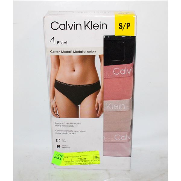 NEW 4PK CALVIN KLEIN WOMENS COTTON MODAL BIKINIS S
