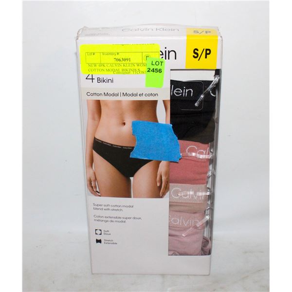 NEW 4PK CALVIN KLEIN WOMENS COTTON MODAL BIKINIS S