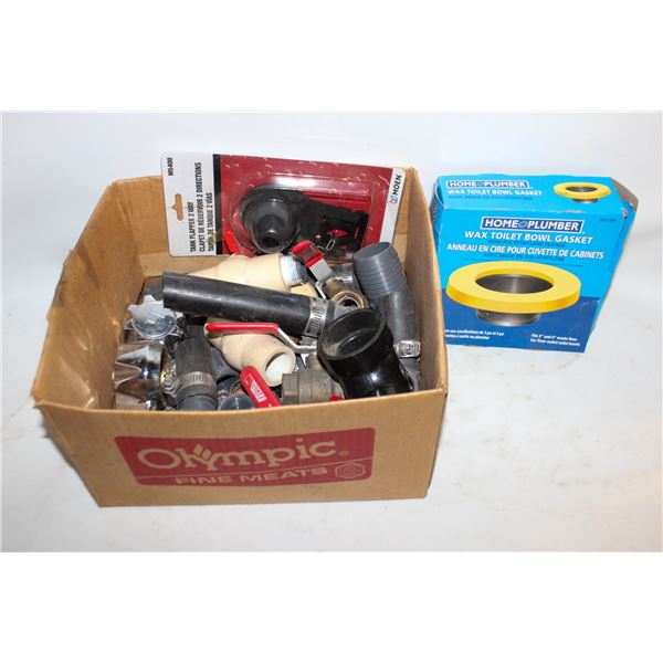BOX OF PLUMBING SUPPLIES