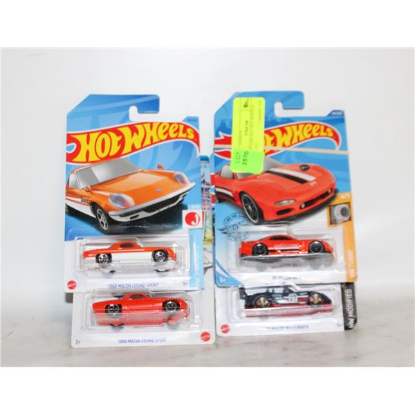 LOT OF 4 MAZDA HOT WHEELS DIECAST